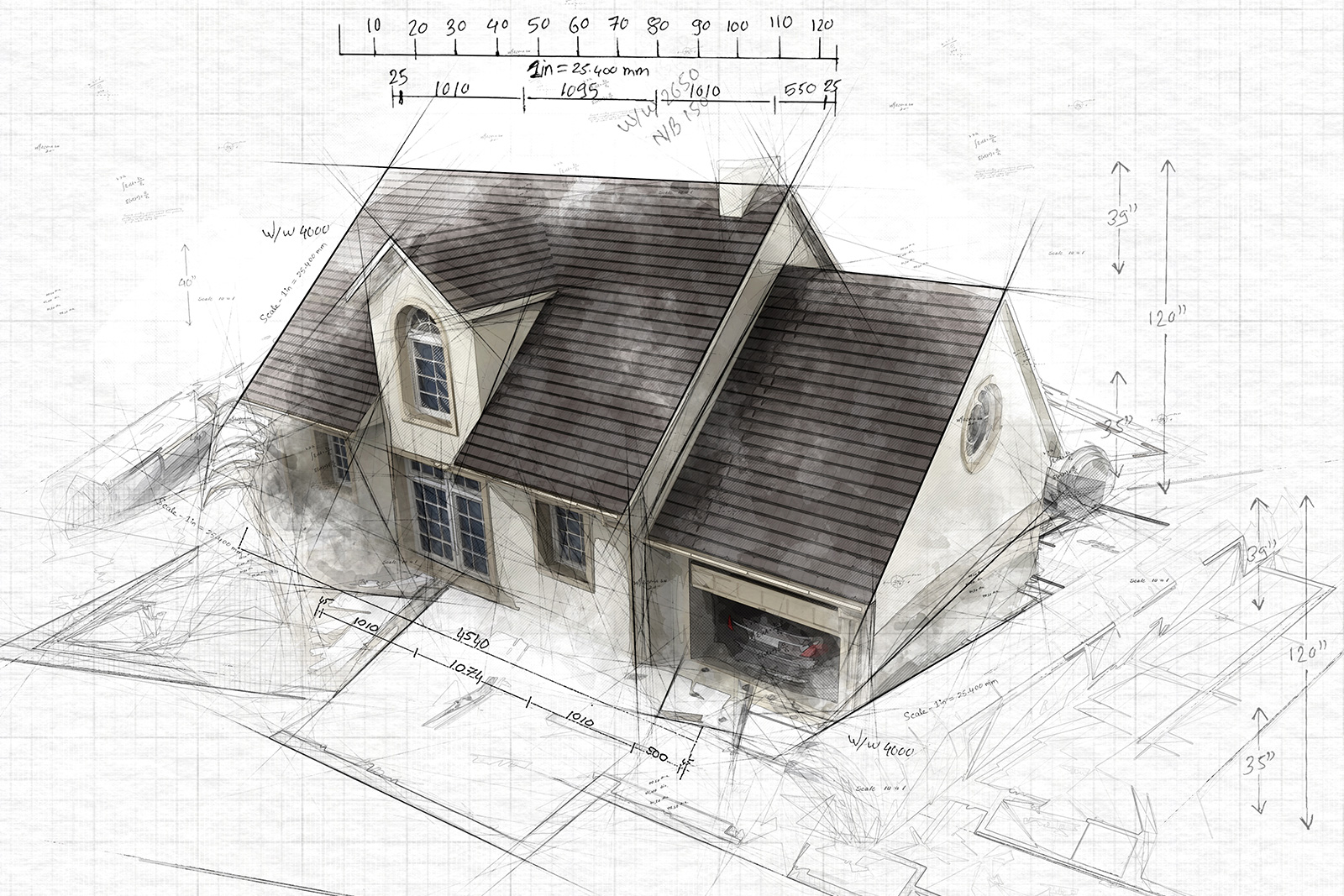 Architecture residential sketch © istock/franck-boston